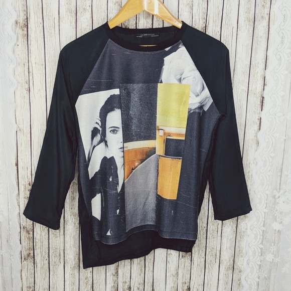Zara Tops - Zara Collection Mixed Media Graphic Top Sz M